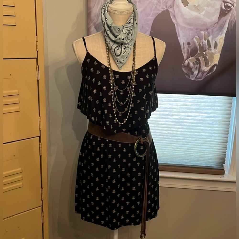 Old navy X-small Black Dress with White Flowers